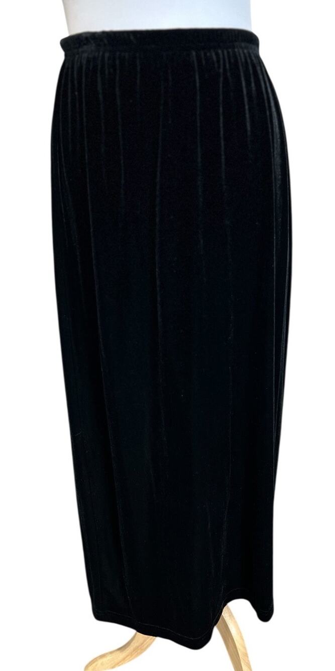 Willow Ridge Vintage 90s Straight Maxi Skirt Black Velvet Witchy Grunge Large